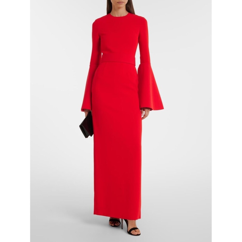 NEW Solace London Theia Red Bell-Sleeve Belted Maxi Dress, evening gown, US4